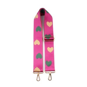 Tassenband | Fuchsia / Goud | '' Hartjes ''
