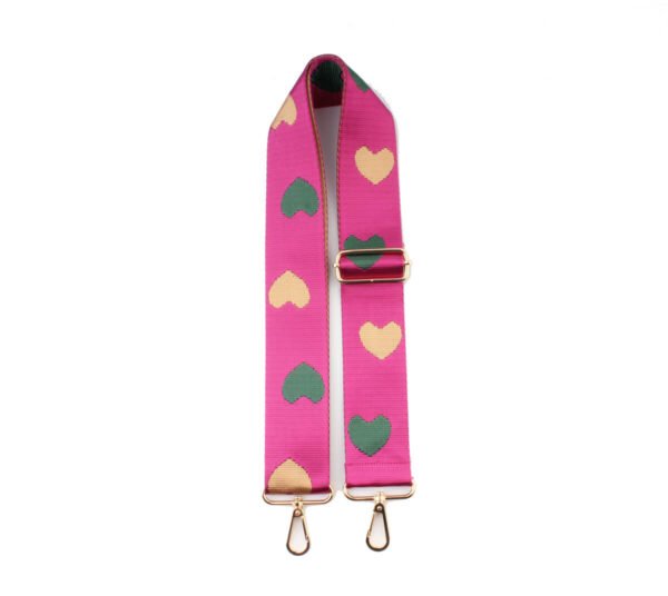 Tassenband | Fuchsia / Goud | '' Hartjes ''