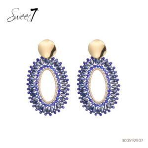 Sweet 7 - Oorbel Blauw kleurige oorhangers met mooie glaskralen