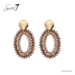 Sweet 7 - Oorbel bruin kleurige oorhangers met mooie glaskralen